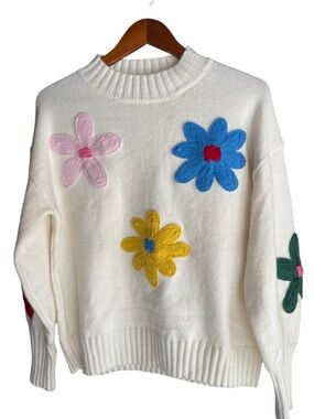 Petal & Pup Raelynn Embroidered Flower Sweater